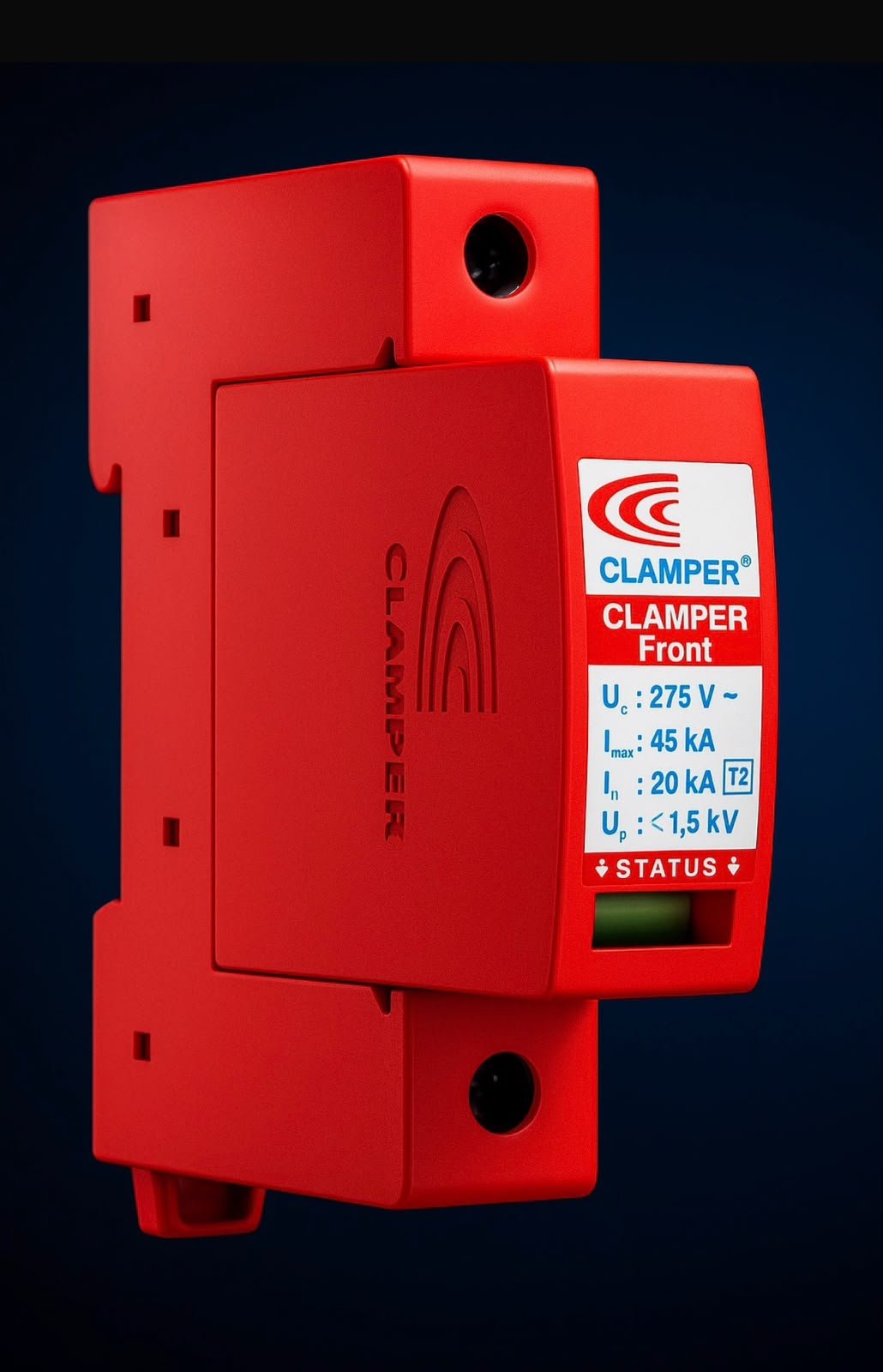 Dispositivo de proteção contra surtos CLAMPER, vermelho, para instalação em quadro elétrico